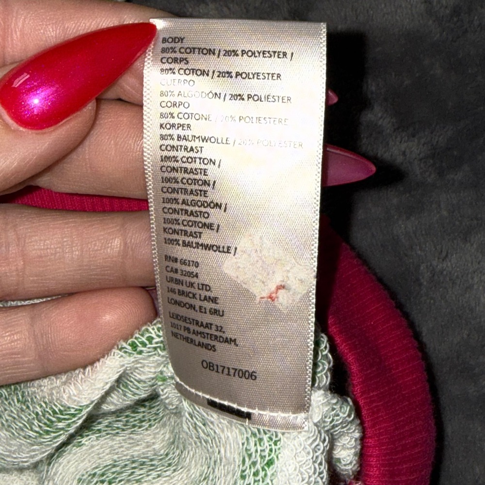 We The Free Sweatshirt Small Green White Pink Striped Oversized Crewneck - Picture 11 of 12
